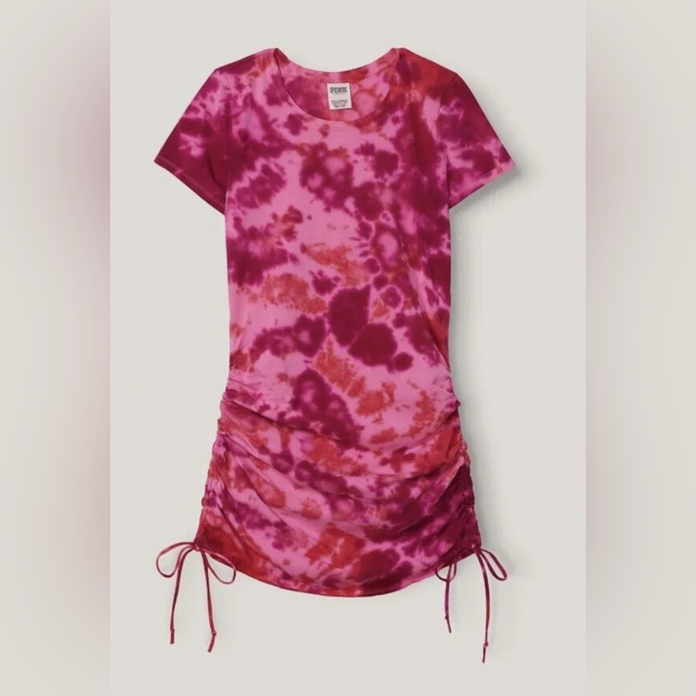 VICTORIA SECRET PINK RUCHED SIDE PINK TIE DYE